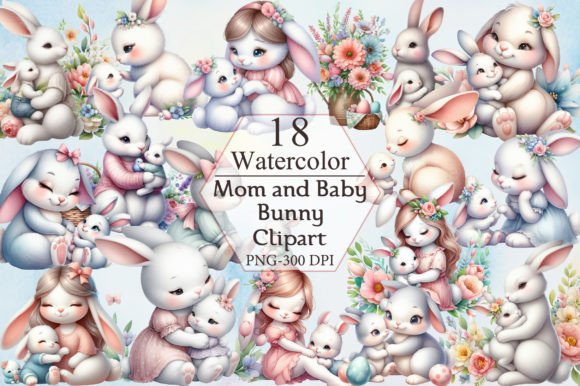Download Mom and Baby Bunny Sublimation Clipart - Premium Resources