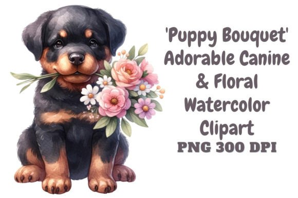 Download Adorable Canine &amp; Floral Clipart - Canine Collection