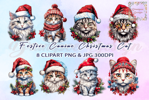 Download Festive Canine Christmas Cat Clipart - Premium Bundle