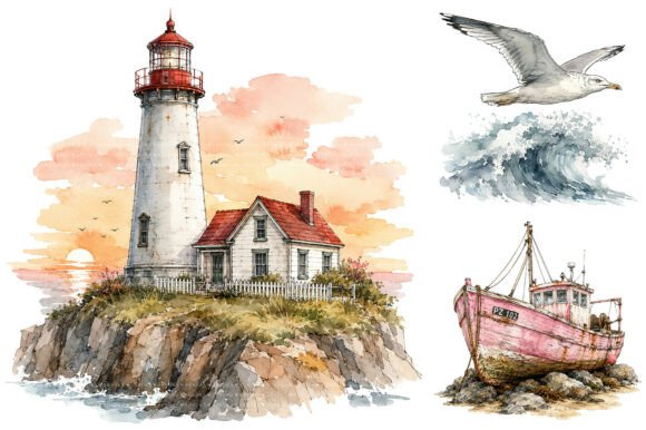 Download Watercolor Beach Clipart Bundle - Beach clipart Collection